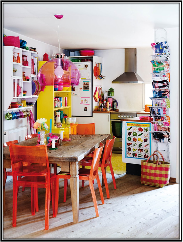 use colorful chairs on the dining area