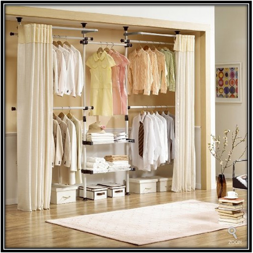 Wardrobe Shelf Hanging With Curtains Home Decor Ideas